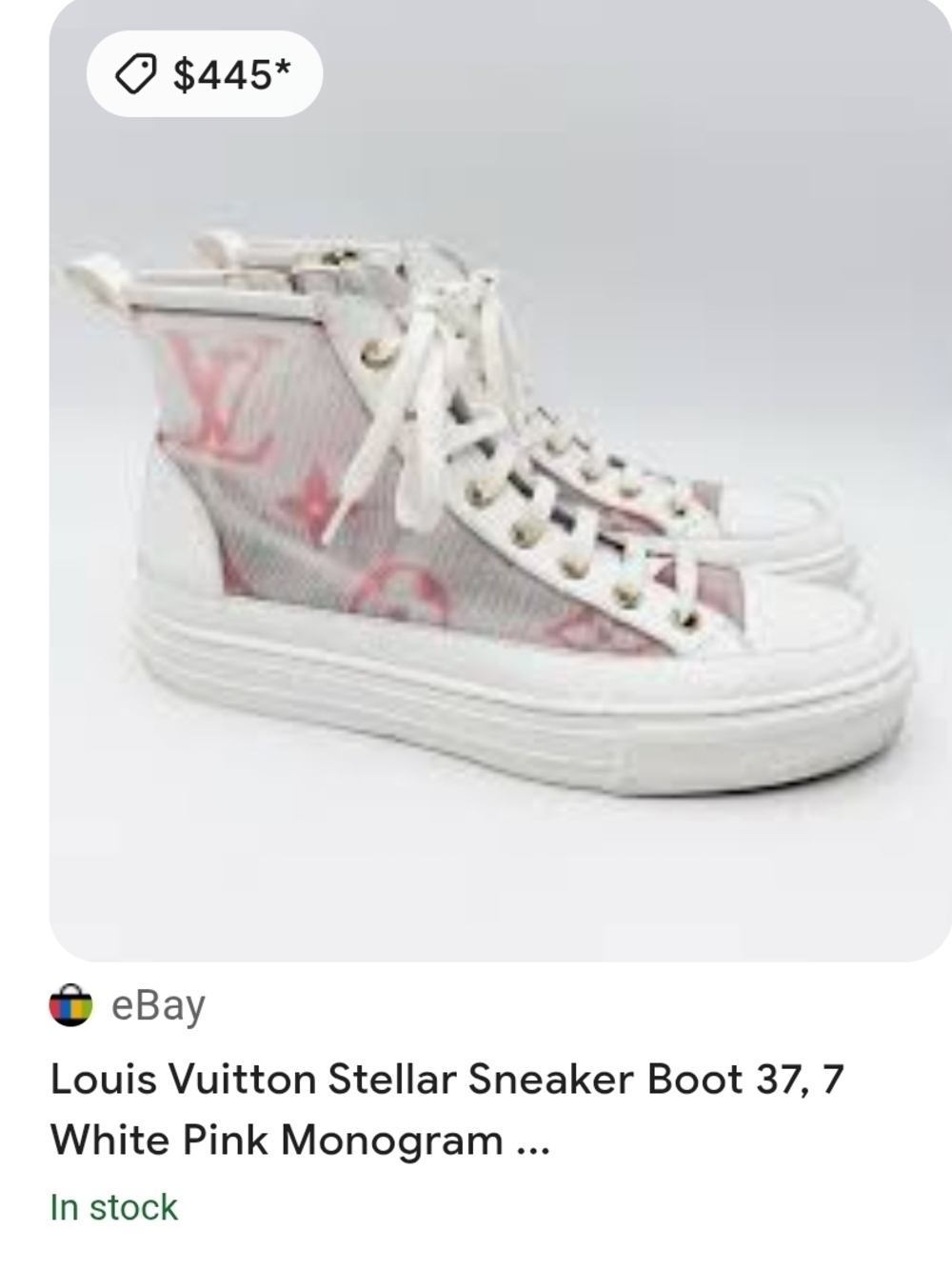 Louis Vuitton White and Pink Stellar High-Top Sneakers - Picture 1 of 2
